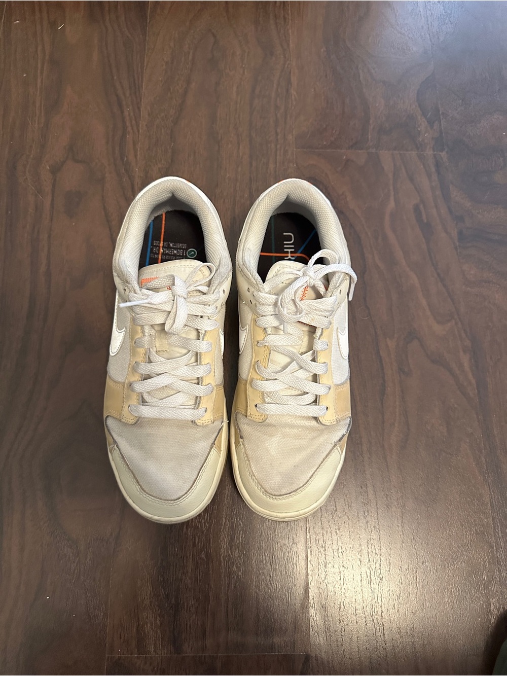 Nike Casual Lace-Up Sneakers in Beige and White